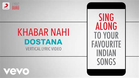 khabar nahi lyrics|khabar nahi from dostana.